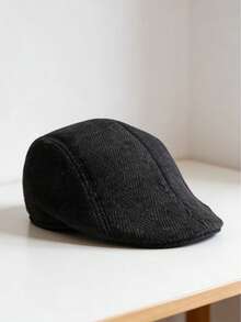 1pc Men's Fashionable Beret Hat, Autumn/Winter Wool Felt Cap, Middle-Aged & Elderly Warm Forward Hat, Elderly Baseball Cap, Thick Beret - Multicolor - View 4