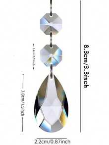 玻璃水晶泪滴棱镜 - 38mm 透明雕刻珠，天使泪滴水晶吊坠，可用于DIY珠宝制作、树枝吊灯配件、花环窗帘条、闪亮阳光捕捉器，适用于室内外装饰，如房间、厨房、花园、庭院、生日、圣诞节、节日装饰、婚礼派对悬挂装饰。