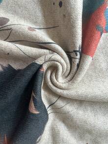 Women's Lightweight Creative Print Sweater - Cute Cat Print, Casual Crew Neck Long Sleeve Vest Top, Suitable For All Seasons, Layered Design, Vibrant Color Combination - Apricot - View 4