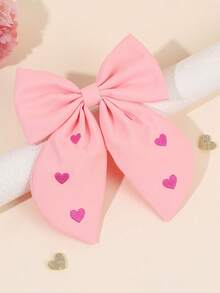 1个情人节女孩发夹，心形刺绣软布发夹，时尚心形装饰发饰，适合青少年 - 粉色 - 查看 2
