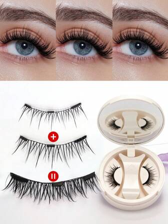 1 par magnetiska kvantlösögonfransar, bekväma att bära, mjuka och lockiga magnetiska lösögonfransar