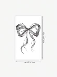 1片草本临时纹身贴纸，黑色蝴蝶结图案，持久防水防汗，一次性使用