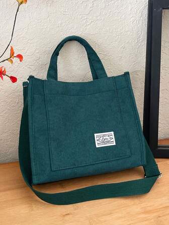 1pc Classic Solid Color Corduroy Fabric Fashionable New Versatile Handbag, Shoulder Bag, Crossbody Bag, Large Capacity Tote Bag For Work, Shopping, Commuting, Autumn/Winter