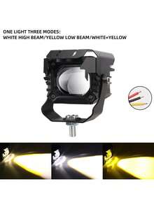 2 Pieces Auxiliary Projection Headlights With Magnifying Lens, 180W Bi-Color LED Lights, Suitable For Cars And Motorcycles. - Black - View 2