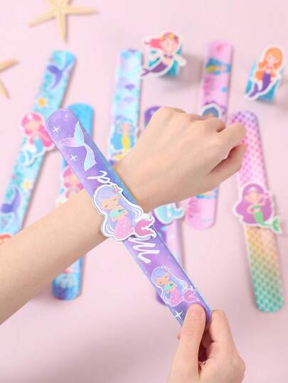 12 piezas Pulsera de plástico con tema de sirena, Círculo de fiesta de sirena, Pulsera de golpe, Anillo decorativo de plástico, Regalos de fiesta de baby shower, Decoraciones de fiesta bajo el mar, Regalos de fiesta de sirena, Manualidades divertidas, Decoraciones de fiesta de cumpleaños con tema de sirena, Suministros de fiesta de revelación de género, Decoración de sirena, Decoración de baby shower, Suministros de fiesta para niña