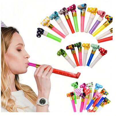 100/50pcs Colorful Party Blowouts, Festival Party Decorations, Multicolor Noise Maker Props, Random Color, Party Favors, Suitable For Birthday, Wedding, Christmas, Back To School, New Year, Party Atmosphere Maker