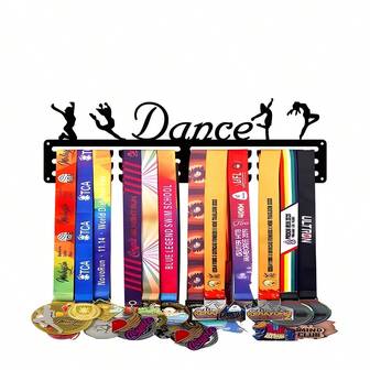1个金属舞蹈奖牌展示架，无需用电，无羽毛装饰，适用于家居、办公室和户外装饰，非常适合展示奖牌、服装丝带和礼品 - 11.811 英寸