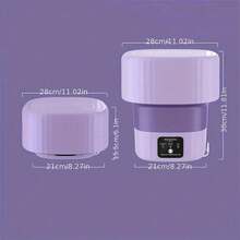 OBOVAY Máy giặt mini gấp gọn di động, máy giặt tự động dạng xô mini dùng trong gia đình, máy giặt quần áo trẻ em, thích hợp cho du lịch, cắm trại, căn hộ, ký túc xá. - Phích cắm loại C của EU (220-240V) - Xem 5