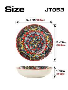 1/2/4件套波西米亚风格陶瓷圆盘，波西米亚设计，橙色/红色/蓝色/绿色可选，适合餐厅和家庭使用