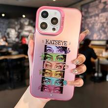 Funda de teléfono de ilustración de ojos coloridos de lujo K-Katseye de la popular banda de chicas Kpop de Corea para iPhone 17 16e 16 15 14 13 12 11 Mini Pro Max Air X XR XSMAX 8 7 Plus, cubierta trasera mate anti-caída - Colores mixtos - Ver 5