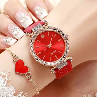 2pcs/Set Women's Watch Set - New Fashion Gold Color Bracelet & Stainless Steel Band Quartz Wrist Watch With Simple Numeric Dial