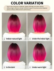 NICKY WALL Peluca corta y recta de 12 pulgadas elegante para mujeres, peluca bob con flequillo en degradado rosa, fibra sintética resistente al calor de alta densidad y esponjosa para uso en Halloween, anime, cosplay, festivales de música y fiestas