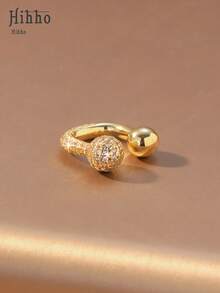 1pc Luxury Sparkling Earphone-Shaped Earclip, Fashionable Jewelry Accessory For Women, Suitable For Daily Wear, Gatherings And Parties