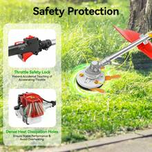 43cc Gas Powered  Wacker 2-Stroke Brush Cutter With 2 Interchangeable Heads For Lawn, Field, Orchard Trimming - Multicolor - View 6