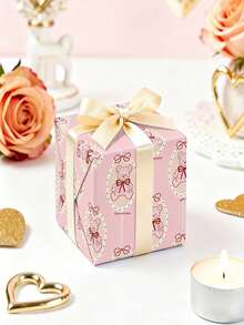 Geschenkpapier zum Valentinstag - Süßer Teddybär und Herz-Schleife Motiv, reißfestes dickes Geschenkpapier, geeignet für Valentinstag Geschenke, Paar-Party Dekoration, Heiratsanträge (56 cm x 27 cm)