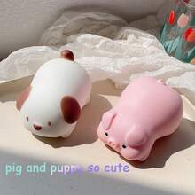 1/2个猫形减压球，适合成人和儿童，猫、小狗、河马、鸭子造型，挤压玩具，动物造型面团球，缓解压力，舒缓感官，可爱迷人，适合派对、复活节、生日和其他场合。 - 彩色 - 查看 3