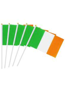 50/30/20/10/5 Pcs St. Patrick's Day Flags, Irish National Flags, Irish Hand Held Round Top Flags, Party Decorations, Suitable For Parades, World Cup, Festivals, International Holidays - Multicolor - View 1