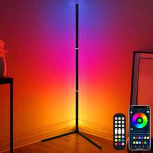 Lámpara de Pie Inteligente LED - RGB Lampara de Piso para Sala 1.4M - Aplicación y Control Remoto - Sincronización Música - Minimalista Ambiental Light Luz - Lamparas Piso para Juegos, Dormitorio - Talla única - Ver 1