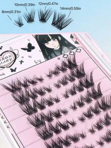 8 Rows/64 Clusters Self-Adhesive False Eyelashes, Natural Appearance, C-Curl Individual Lashes, Natural & Long-Lasting, Ultra-Light & Soft, Reusable, Suitable For Daily Life, Weddings, Dates, Parties, Music Festivals, And Various Occasions - C - 查看 3