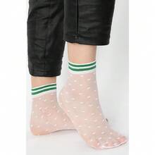 MANA MANA Damen Knöchelsocken elegant bequem transparent mit originellem witzigem Design perfekt für jedes Outfit und jeden Anlass Made in Italy-1129 - Spiel Weiß/Grün - Übersicht 3