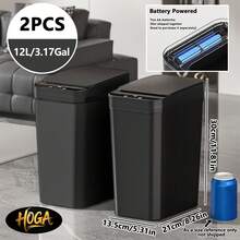 2pcs Non-Contact Automatic Sensor Trash Can, 1.81 Inch Height, Compact Slim Smart Electric Garbage Bin For Bedroom, Office And Kitchen. Sensor Trash Can Suitable For Kitchen, Bathroom, Bedroom, Laundry Room, Office And RV. Plastic Trash Can/Kitchen Trash Can/Office Trash Can/Bathroom Trash Can. Christmas And Halloween Home Decor, No Obstruction Above When In Use.