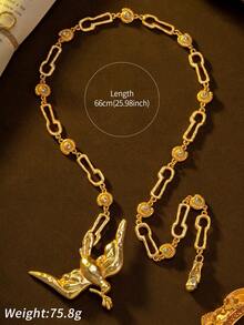 Vintage Rhinestone Inlaid With Seagull Gold, Elegant And Luxurious Necklace, Waist Chain Brooch Suitable For Women's Daily Ball Wear, Gift For Mom And Girlfriend, Birthday Present - Necklace - View 3