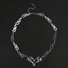 1 Piece Silver Punk Gothic Cool Cross Thorn Wire Mesh Flame Heart Necklace Pendant Necklace Suitable For Men Halloween Gift Party Gift Holiday Gift - 款式一 - 查看 5