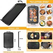 Plancha plana de aluminio antiadherente, resistente a la deformación, doble quemador para estufa de vidrio y gas, para desayunar y acampar en interiores o exteriores, tamaño 17 x 10.5 pulgadas(default) - Multicolor - Ver 1