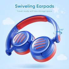 儿童无线耳机，74/85dB，可折叠，高清立体声，含3.5mm耳机线，男女皆宜，可用于学习和娱乐