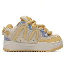 Q-AND Women's Platform Sneakers, Cheese Yellow, Soft And Cushioned Sports Shoes, Breathable Mesh Upper, Versatile Retro Dad Shoes, Waterproof And Slip-Resistant, Wear-Resistant And Height-Boosting Street Style Sports Shoes, An Essential Everyday Fashion Item - 起司黃 - 查看 4