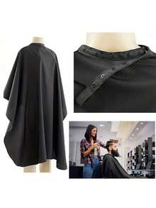 4/1pc Professional Salon Hair Cutting Apron - Extra Wide & Long, Salon Cape, Plus Size Suitable For Haircutting & Styling, Durable Black Material With Adjustable Neck Strap & Button Closure, Suitable For Dyeing, Perming, Styling Protection - Multicolor - View 7