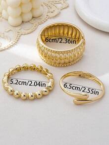 Bộ 3 vòng tay hạt cườm hình giọt nước bất đối xứng tối giản, phù hợp cho nữ, chất liệu kim loại và hợp kim kẽm chắc chắn, bề mặt thô ráp, quà tặng ngày Valentine. - Nhiều màu - Xem 7