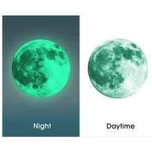 Glow In The Dark Moon And Stars Wall Stickers: Self-Adhesive PVC Decals For Children's Room Decoration. - Mint Green - View 3