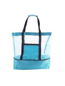 Large Waterproof Insulated Tote Bag, Beach Bag, Travel Bag (Zipper Direction Random) - Green - View 10