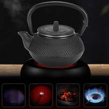 Cast Iron Tea Pot 0.3L Home Use Kettle with Strainer Modeled On Japanese Tea Boiler - Negro - Ver 10