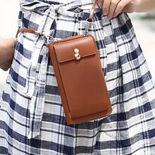 Bolso de Hombro para Teléfono de Gran Capacidad, Pequeño y Exquisito, Cartera Multifuncional, Bolso Cruzado para Mujeres - Marrón - Ver 12