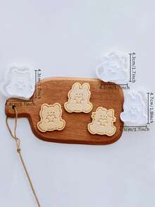 A Cute Heart-Shaped Animal Cookie Cutter, Cake Decorations (Cat, Rabbit, Bear Patterns), Cookie Stamps, Cute Valentine's Day Gift Cookie Molds, Candy Cookie Making Tools, Kitchen Parent-Child Baking Tools