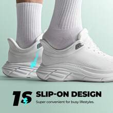 Men's Slip-On Walking Shoes - Hands-Free Running Tennis Sneakers With Cushioning, Non-Slip Gym Workout Athletic Shoes For All-Day Comfort & Style - 白色 - 查看 4