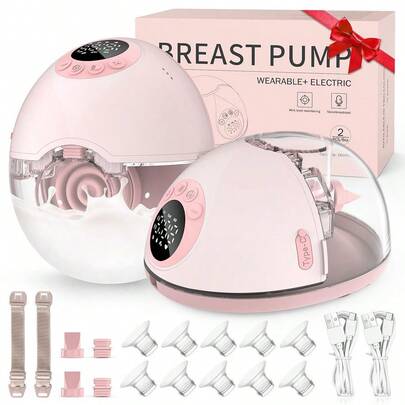 Free Breast Pump Wearable With Voice Announcement, MY381 Strong Suction, Low Noise, Wearable Breastfeeding Pump W...