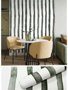 1 rollo de papel tapiz autoadhesivo moderno de rayas verdes, papel táctil extraíble, pegatina de PVC para decoración del hogar en dormitorio y sala de estar, 45cm x 100cm/300cm/500cm