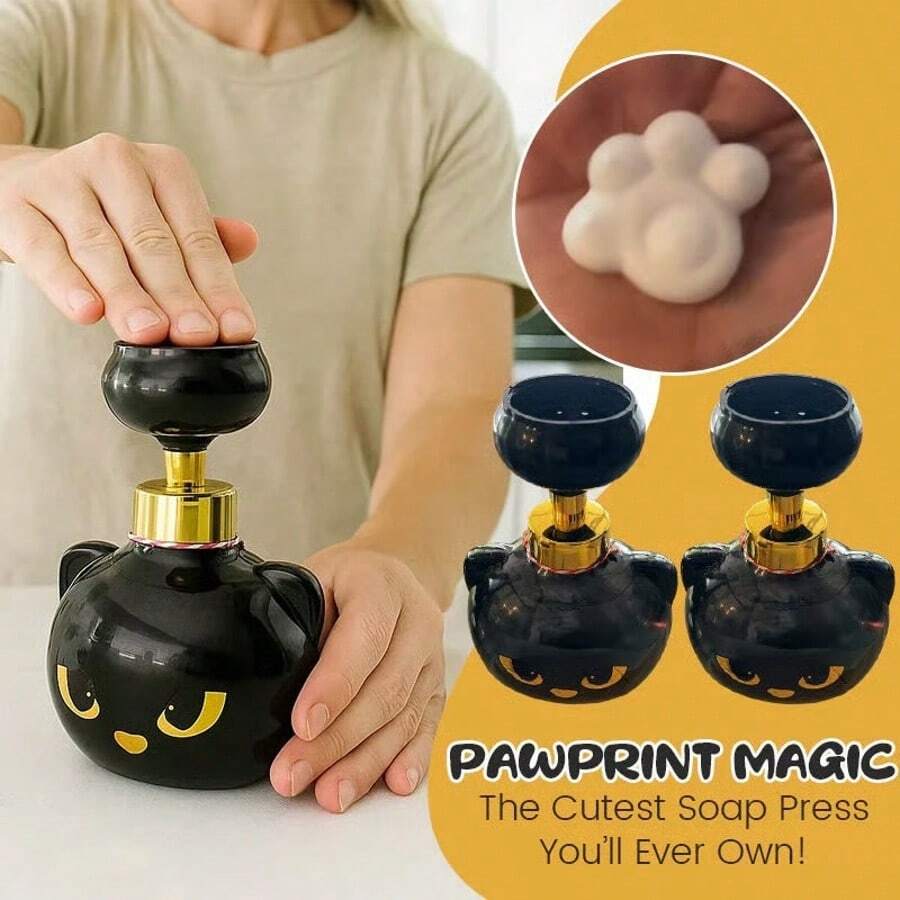 Cute Cat Paw Foam Soap Dispenser Refillable Empty Hand Soap Pump Reusable Spooky Cute Bathroom Kitchen Home Decor - Black - View 1