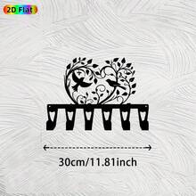 CIF BUY 1 个复古金属壁挂钥匙扣，带 6 个挂钩 - 优雅的铁艺心形、树木和小鸟设计，结构坚固，适合房间装饰、墙面装饰、家居装饰 - 彩色 - 查看 8