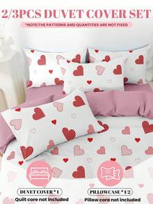 2/3件套床上用品，亲肤舒适，柔软亲肤，印花床单套装，透气防尘防滑，轻盈丝滑，四季皆宜，适用于单人/双人/特大号床，包含1个被套和1/2个枕套，是节日和四季的理想礼物，可机洗，是房间装饰的完美之选。 - 彩色 - 查看 3