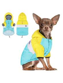 PETSIN 2-Leg Warm Hooded Sweater Jacket For Dogs, Comfortable Pet Clothes For Cold Weather, Cute Dog Outfit, Fashionable Small Dog Winter Coat With Hood