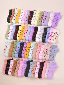 10/20/30双装女童弹力短袜，适合日常穿着（1-16岁），可搭配校服或运动鞋，女童袜子，蝴蝶结袜，樱桃袜，蕾丝袜，畅销款 - 彩色 - 查看 6