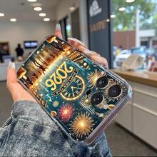 La funda para teléfono adopta un diseño creativo de dibujos animados, con un reloj de fuegos artificiales de Año Nuevo 2026, una funda protectora personalizada elegante y clásica, diseño a prueba de golpes y anticaídas, resistente a las manchas y duradera, adecuada para  17/17 Pro/17 Pro Max/17 Air/ 16/16 Pro/16 Pro Max/16 Plus/ 15/15 Pro Max/15 Pro/15 Plus/ 14/14 Pro/14 Plus/14 Pro Max/ 13/13 Pro/13 Pro Max/12/12 Pro/12 Pro Max/11/11 Pro/11 Pro Max/XR/X/XS/XS Max. Es el regalo de cumpleaños perfecto para novias, novios, esposos, esposas, amigos o para uno mismo, innovador y a la moda, adecuado tanto para hombres como para mujeres.Esta funda de TPU transparente está diseñada para brindar elegancia y protección completa. - Transparente 2502 - Ver 5