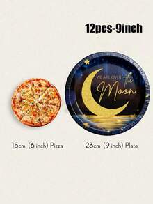 12/24/48 件套，一次性餐具，带灯光图案和开斋节主题的一次性纸托盘，7 英寸纸托盘，9 英寸纸托盘，食品托盘，派对托盘，材质，适用于穆斯林节日、晚餐、沐浴、礼拜、招待会、聚会等场合。 - 彩色 - 查看 8