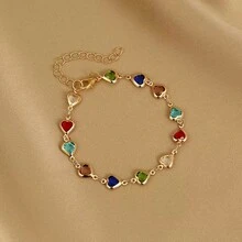 1 pieza/5 piezas Conjunto de pulsera y tobillera con corazón rojo para mujer - Multicolor - Ver 7