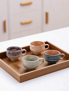 1件/2件套复古裂纹釉陶瓷马克杯碟套装，日式咖啡杯，北欧下午茶/早餐杯，返校季 - 彩色 - 查看 8