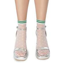 MANA MANA Damen Knöchelsocken elegant bequem transparent mit originellem witzigem Design perfekt für jedes Outfit und jeden Anlass Made in Italy-1129 - Spiel Weiß/Grün - Übersicht 1